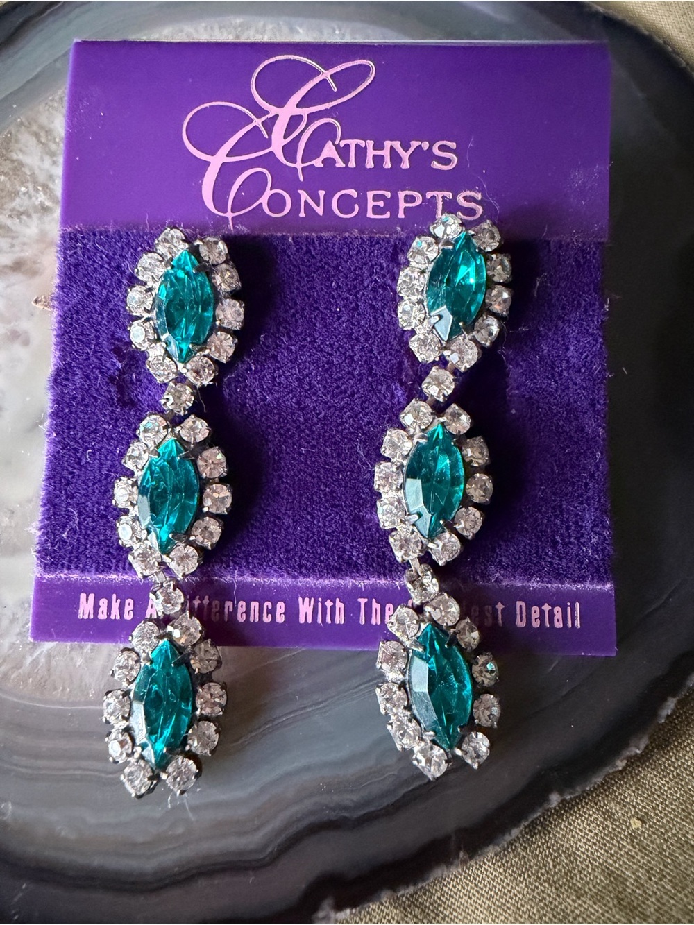 Teal Crystal Drop Earrings